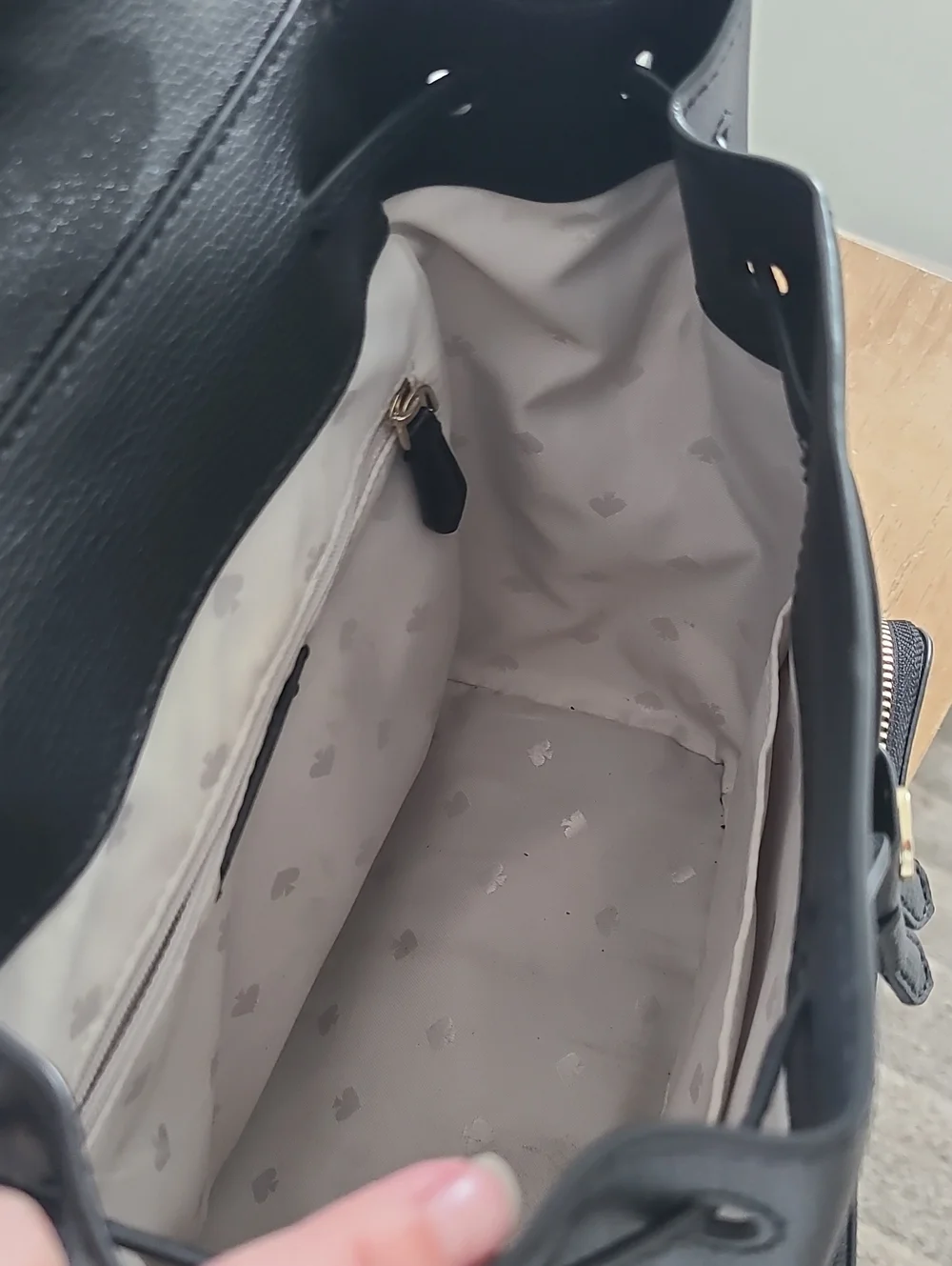 Kate Spade New York Black Leather Drawstring Backpack